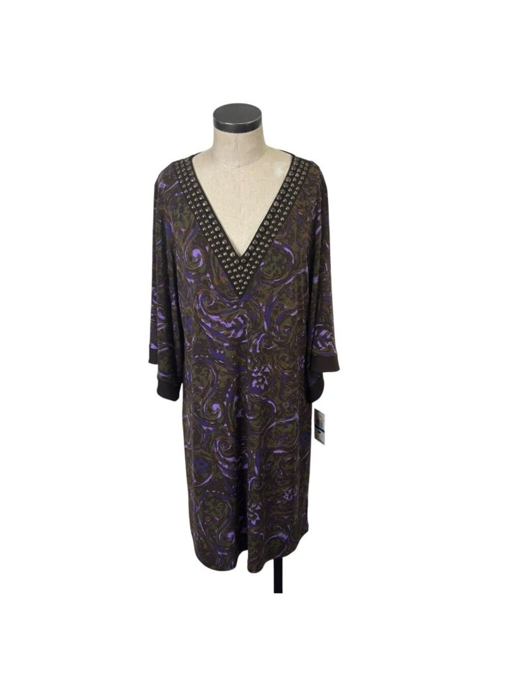 NEW Michael Kors Tunic Dress XL Brown Purple Paisley